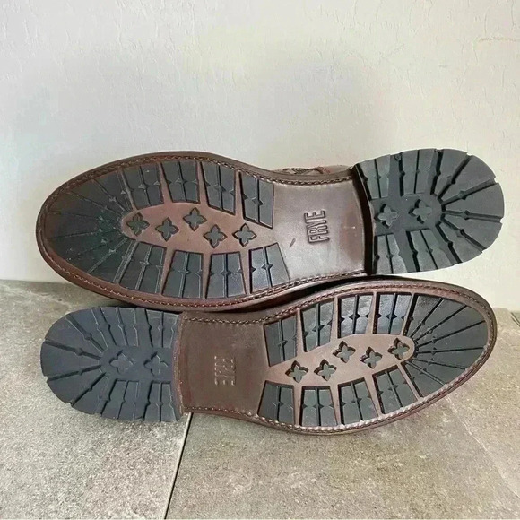 NEW FRYE Bowery Lace Up Side Zip Brown Cognac Leather Boot Men’s Size 10D - Picture 9 of 10